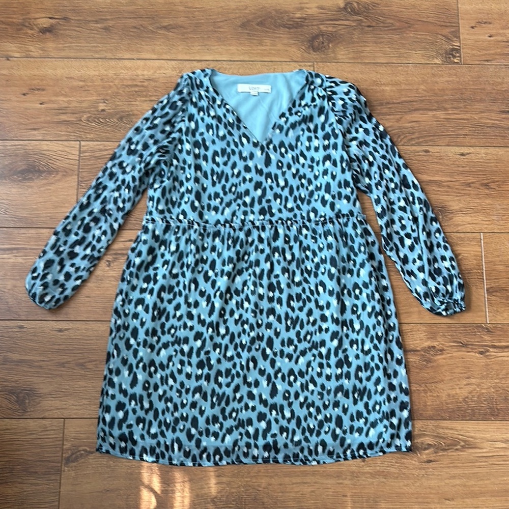 Blue Leopard Print Kids Dress